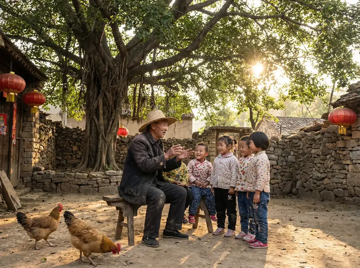 老人在大榕树下给孩子们讲故事 - 无限视频高清在线观看免费 乡村记忆